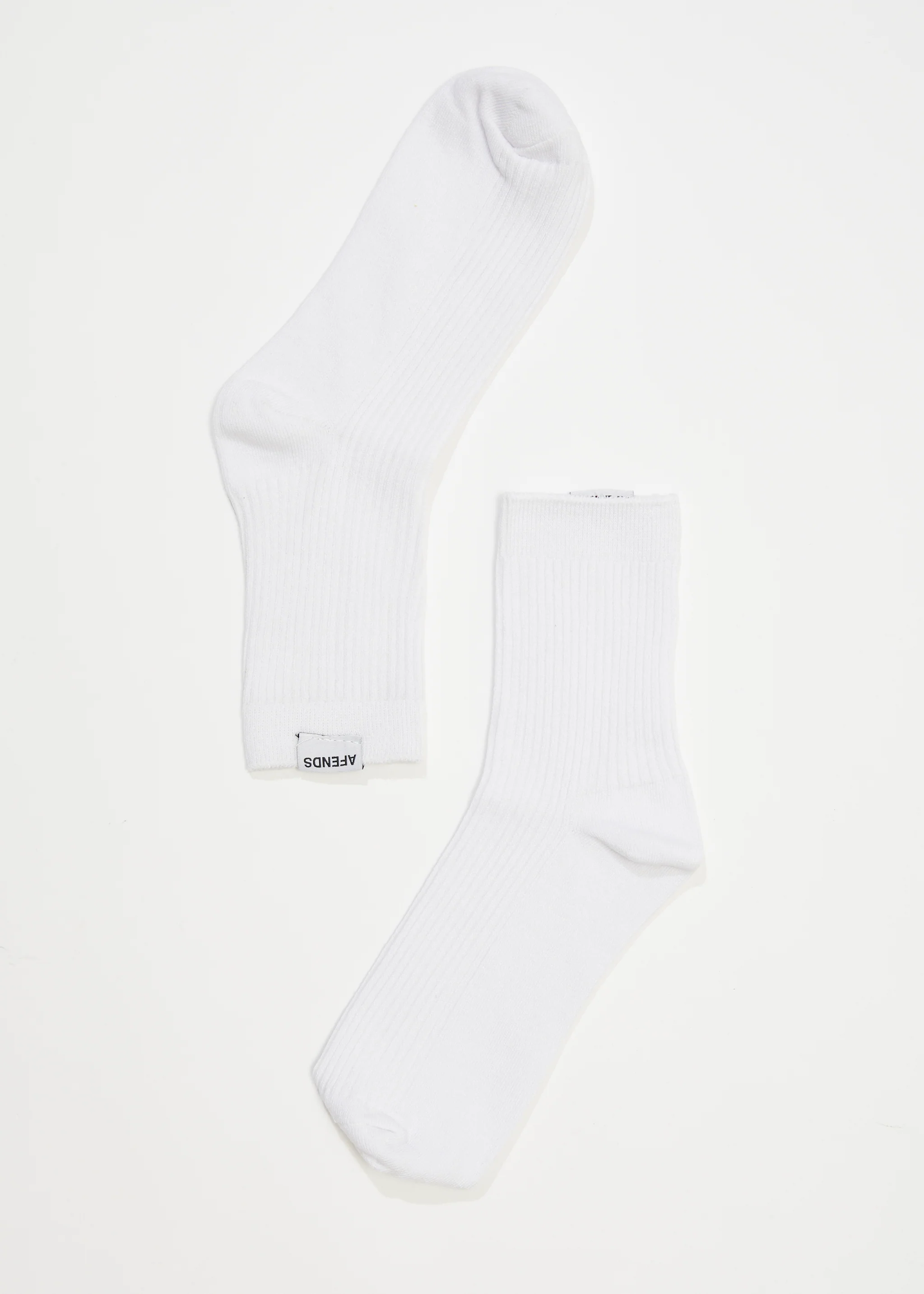 AFENDS Unisex The Essential - Rib Socks - White