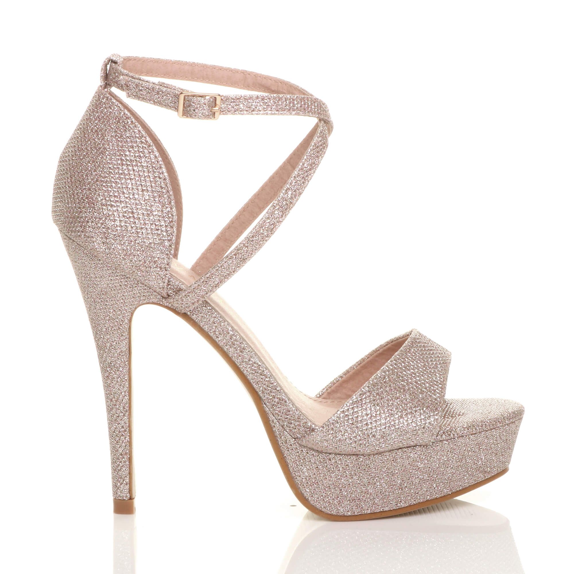 AJVANI High Heel Crossed Straps Platform Sandals