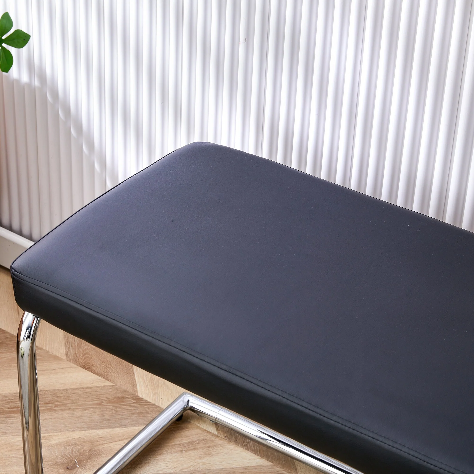 Faux PU Shoe Bench with Silver Metal Legs