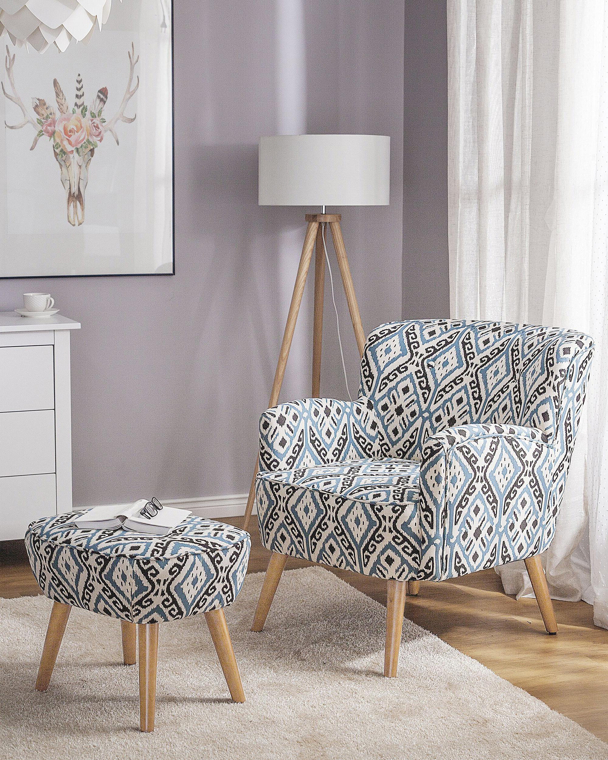 Armchair TUMBA with Footstool Fabric Multicolour