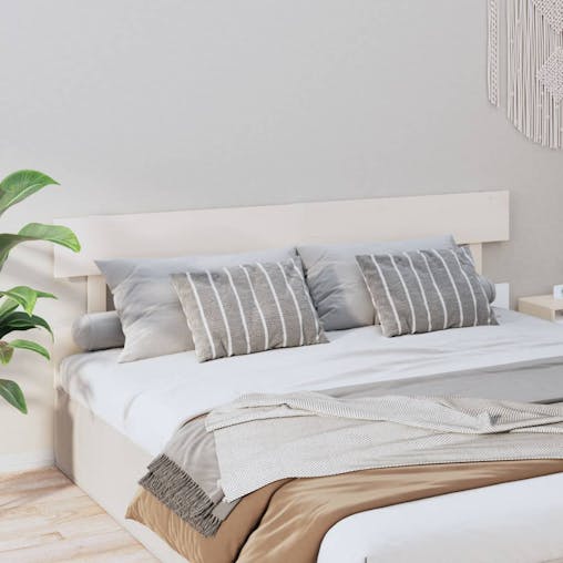 NNEVL Bed Headboard White 184x3x81 cm Solid Wood Pine
