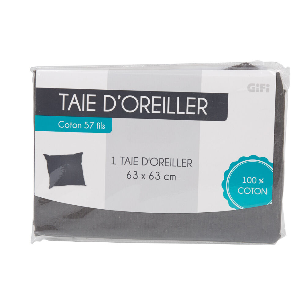 Taie d'oreiller gris foncé