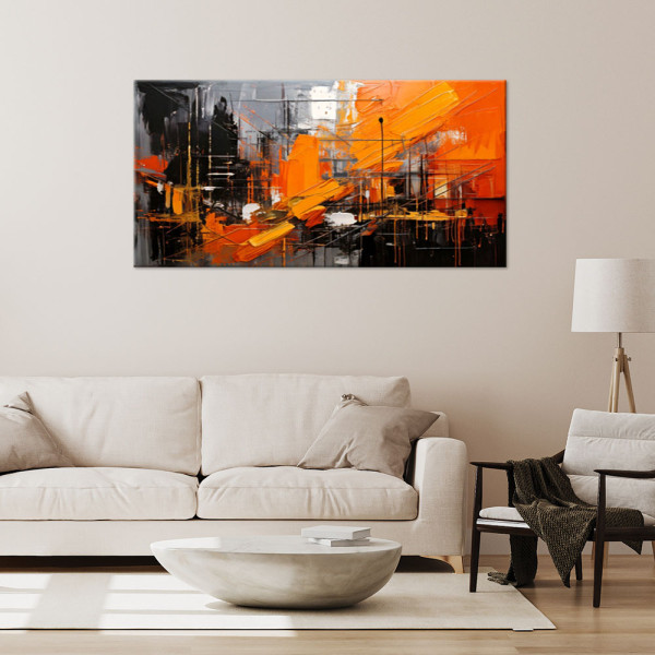 Feeby Obraz do salonu, Abstrakcja Pomarańczowa Industrialna 80x40