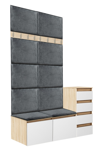 Zestaw Do Przedpokoju 2P8S(4S) Dąb Sonoma/Biały/Szary 132X37X212 Cm