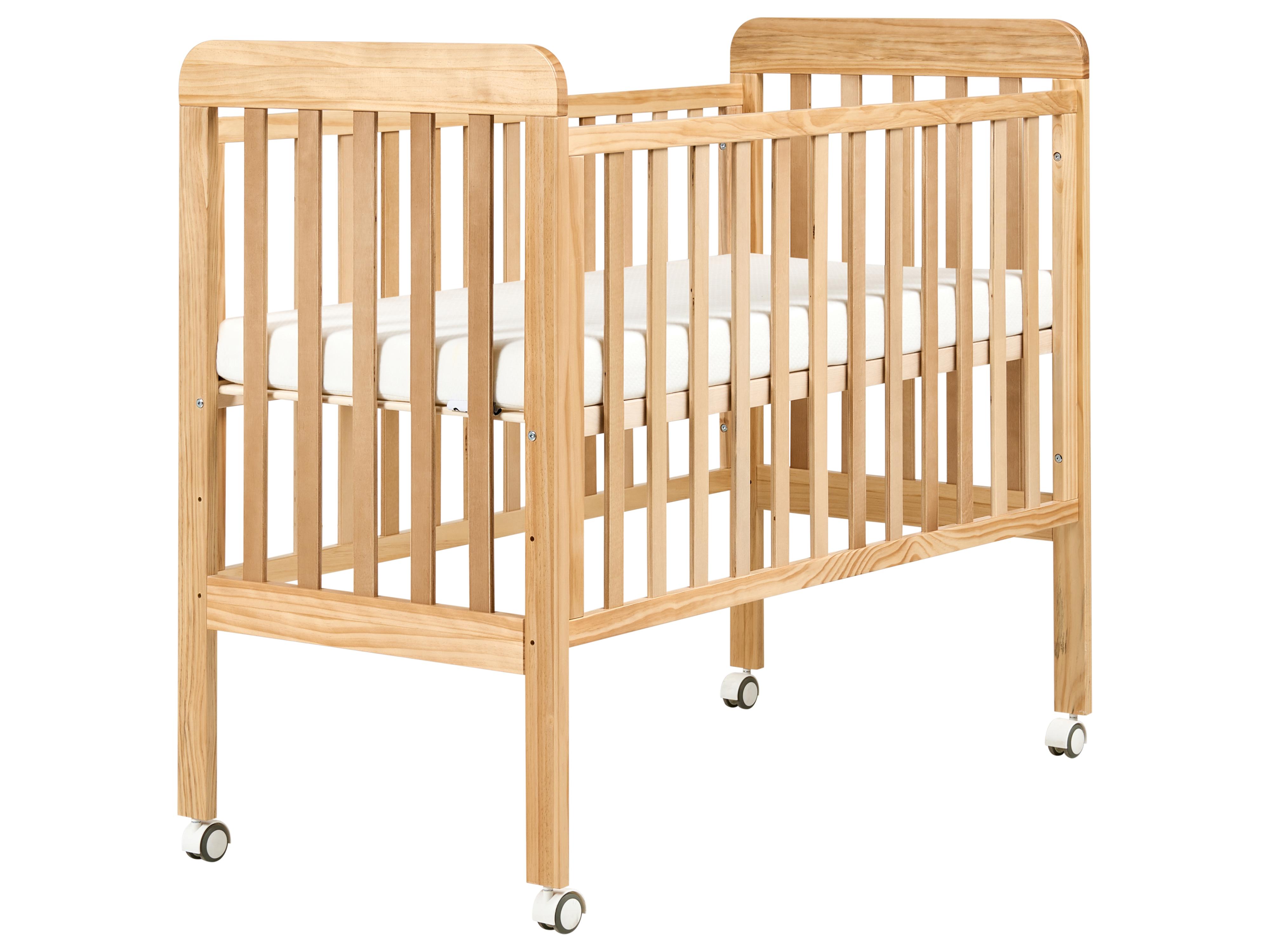 Baby Cot Bed Pine Wood BODMIN 60 x 120 cm with Wheels Light Brown