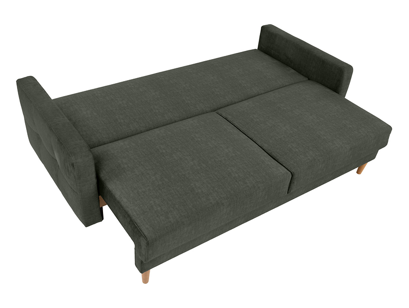 Sofa trzyosobowa Torent rozkładana z pojemnikiem welurowa zielona