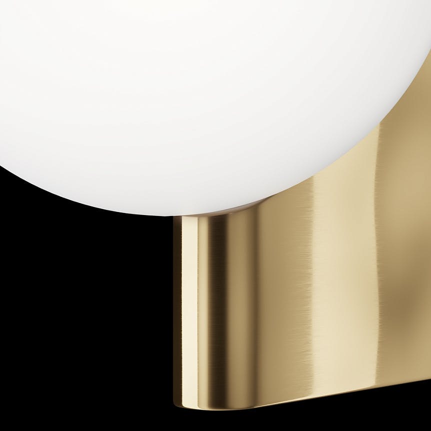 Applique globe en verre sur base verticale dorée MESA