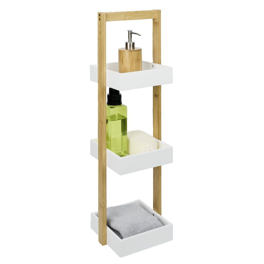 étagère de salle de bain à 3 niveaux bambou 22x24xH73cm