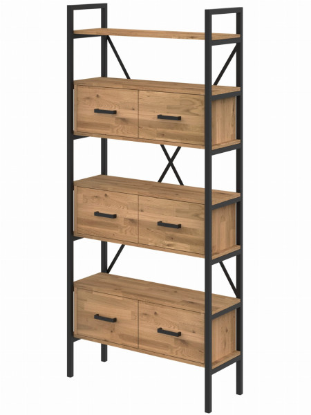 Regał dębowy Medium-Cabinet 220x80x30 cm LOFT z drzwiczkami K1-3