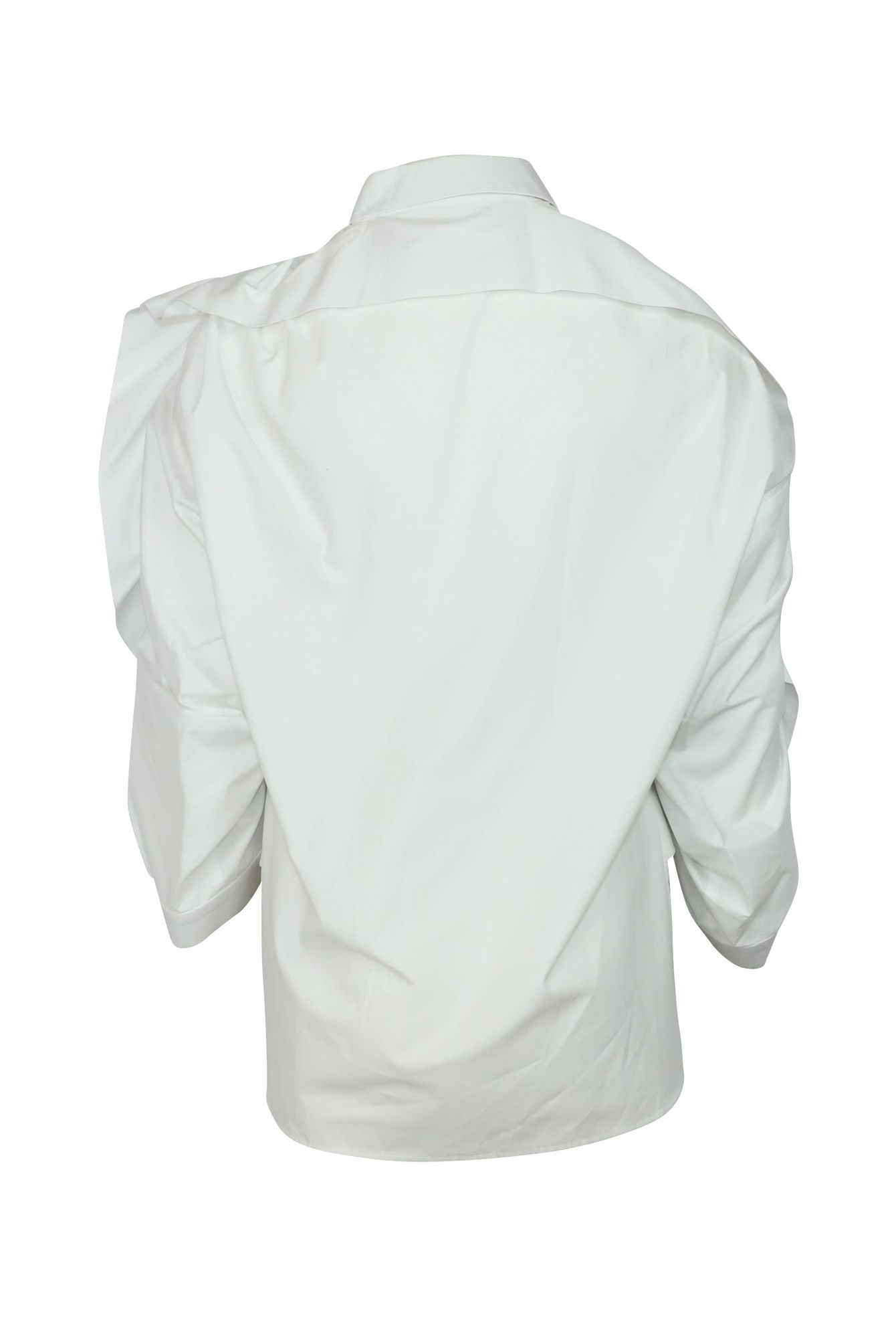 Antonio Berardi Preloved Oversized Ruffled Ruched Shirt in White Cotton