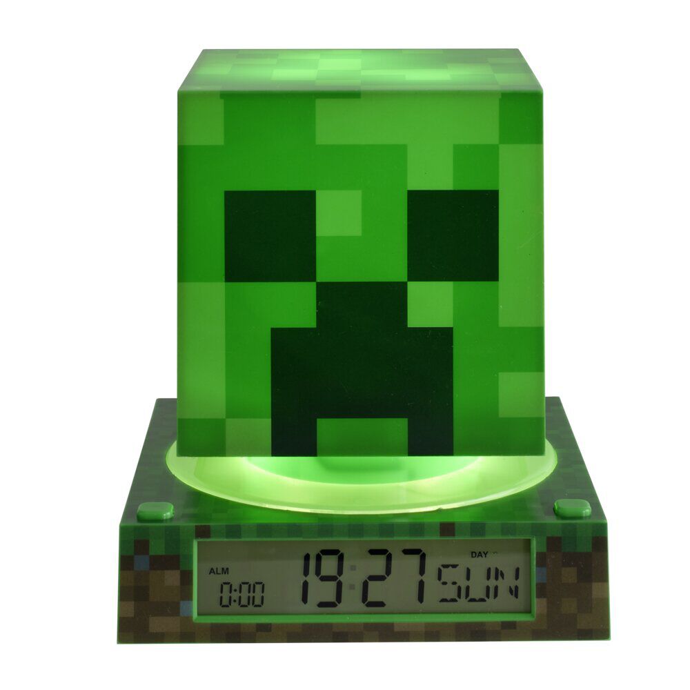 Lampe 3D réveil Minecraft avec affichage date Creeper vert 13x13xH15cm