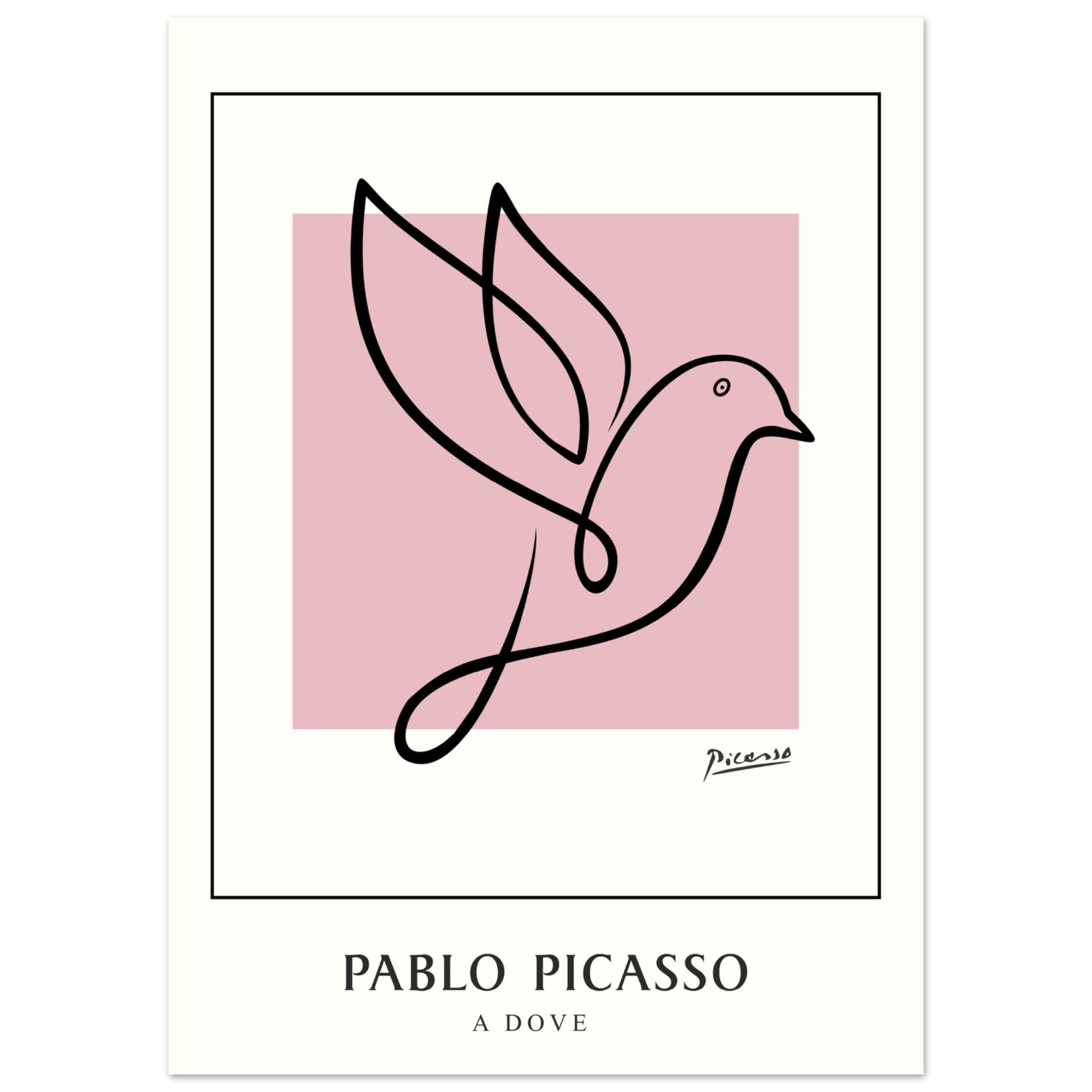 Artfulprints Poster Pablo Picasso - A dove  - 50x70 cm - Roze