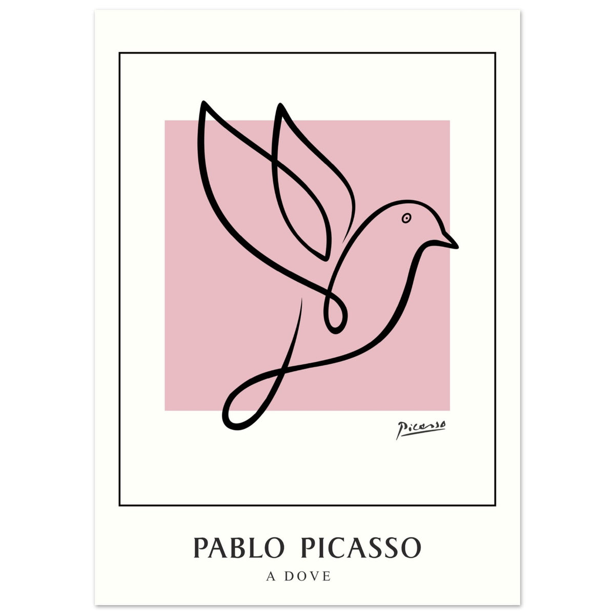 Artfulprints Poster Pablo Picasso - A dove  - 50x70 cm - Roze