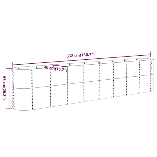 NNEVL Garden Planter Powder-coated Steel 332x40x68 cm Anthracite