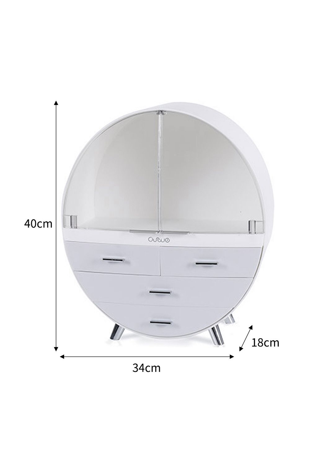 SHEONLY 40CM High Round Transparent Cosmetic Display Box With 4 Drawers Storage Box