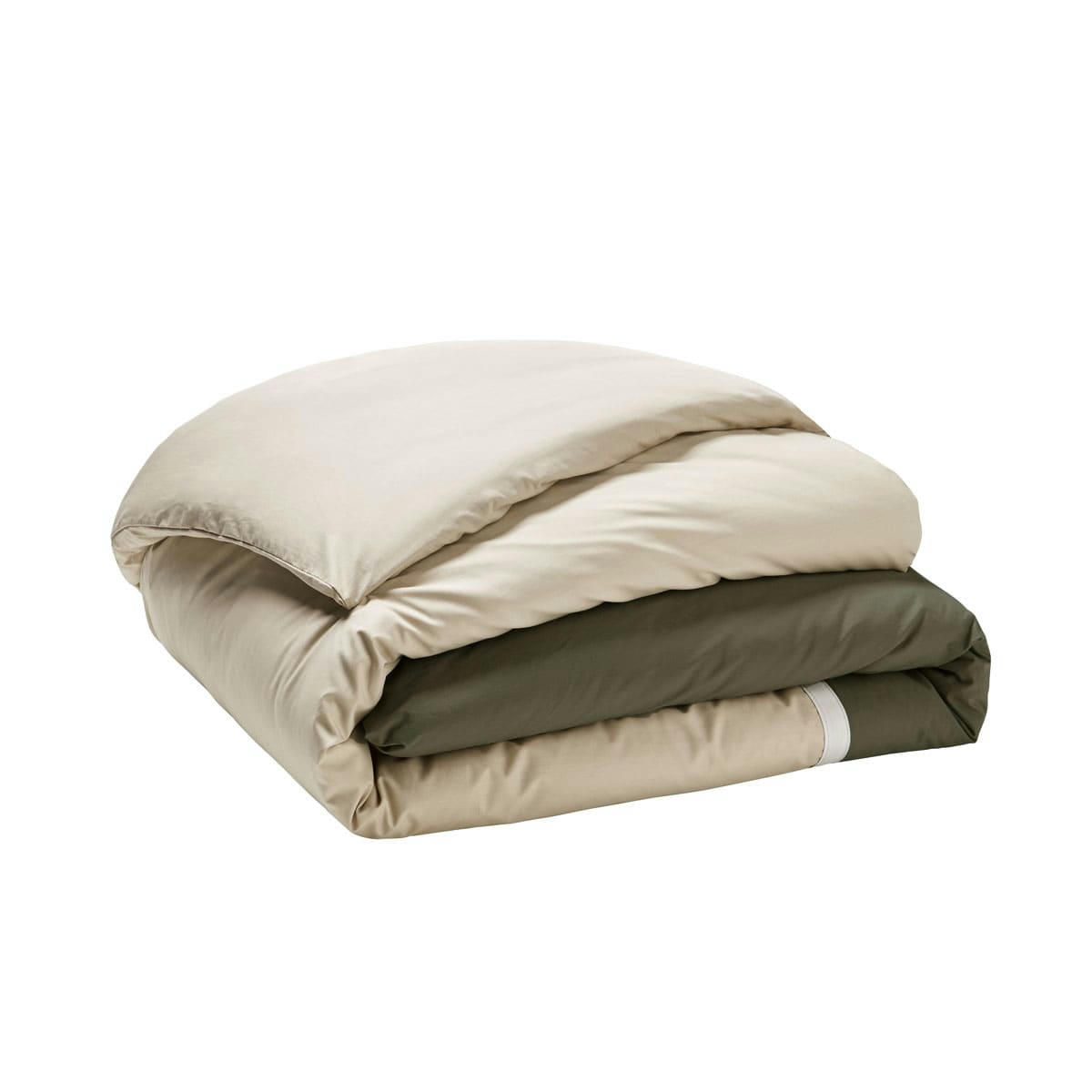 TOI & MOI ESSENTIEL - Housse de couette unie en percale de coton kaki 140x200