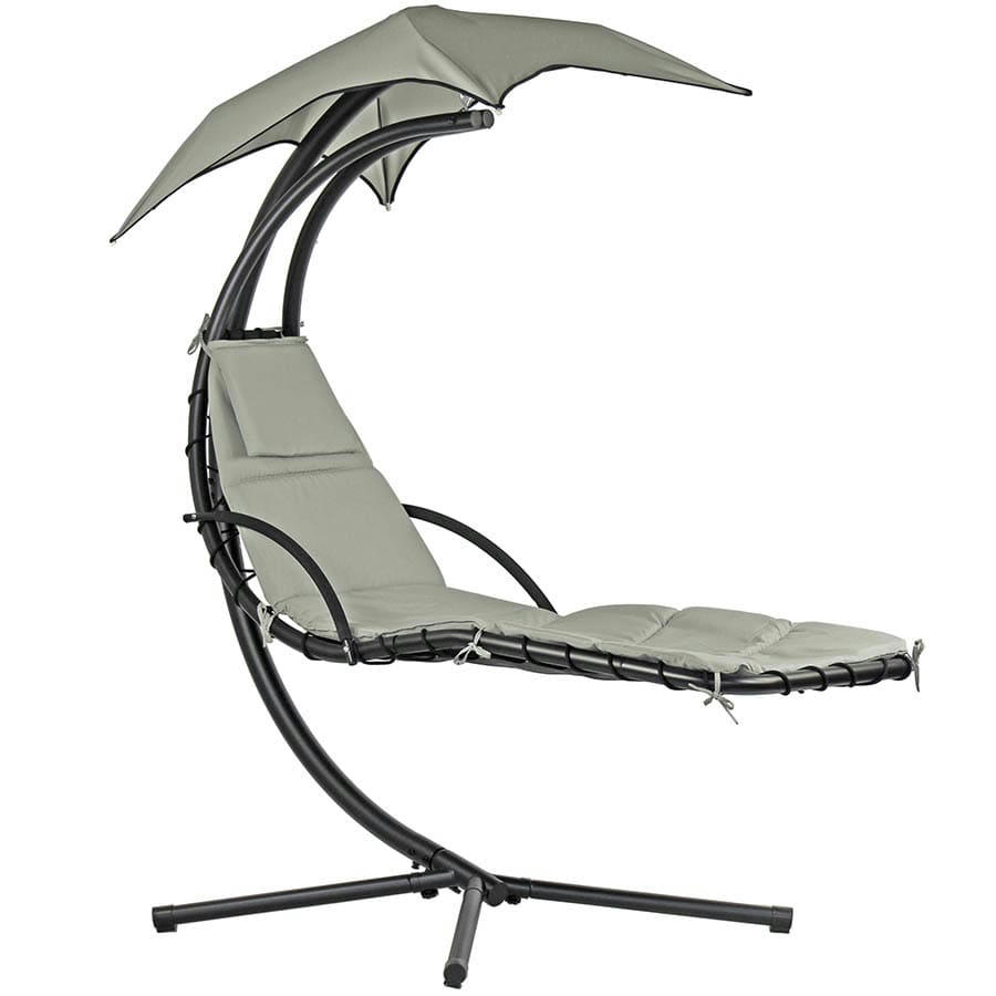 - Fauteuil suspendu avec revêtement et coussins en métal beige