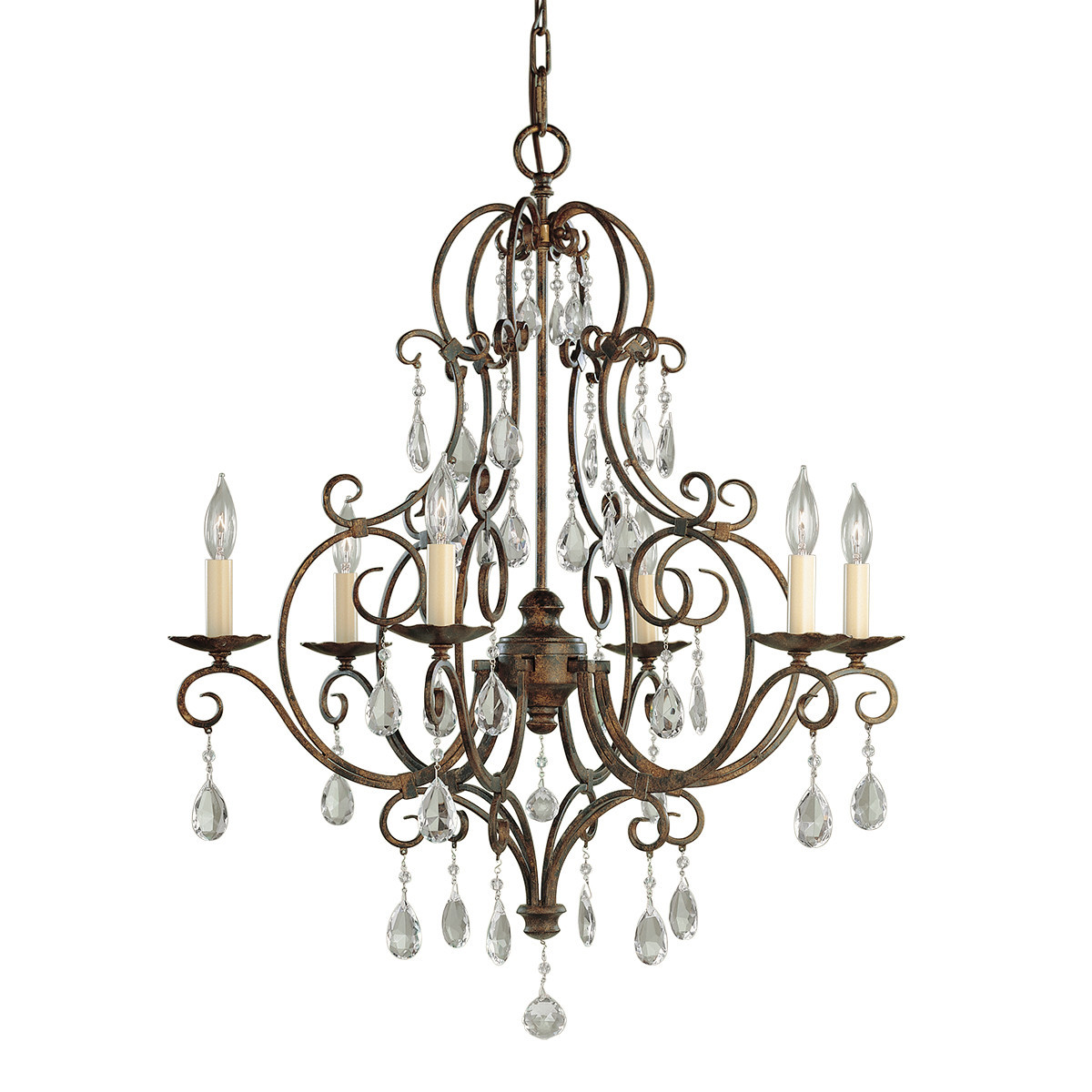Żyrandol kawowy Chateau 6xE14x60W wym:242,9x63,8x63,8 Feiss