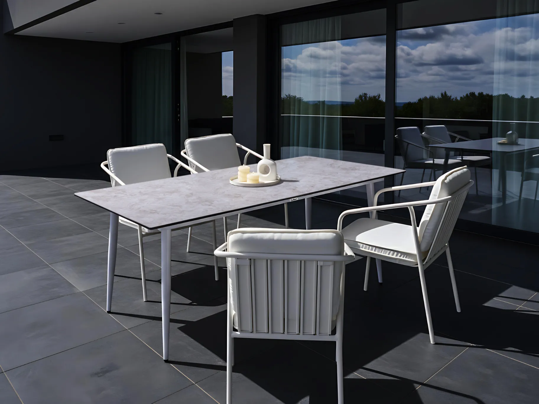 Garden Dining Table TOLENTINO 180 cm 90 cm Stone Effect Light Grey