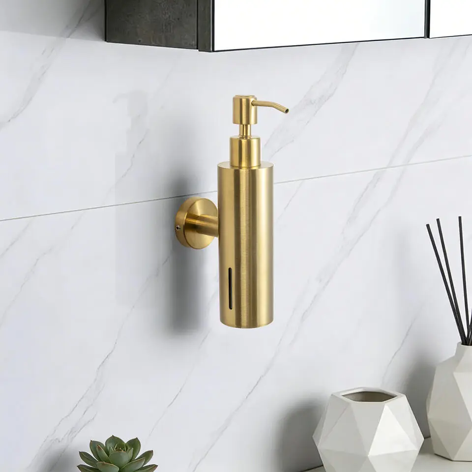 VDN Stainless Zeeppompje - Zeepdispenser wandmontage - Goud - Hangend - RVS