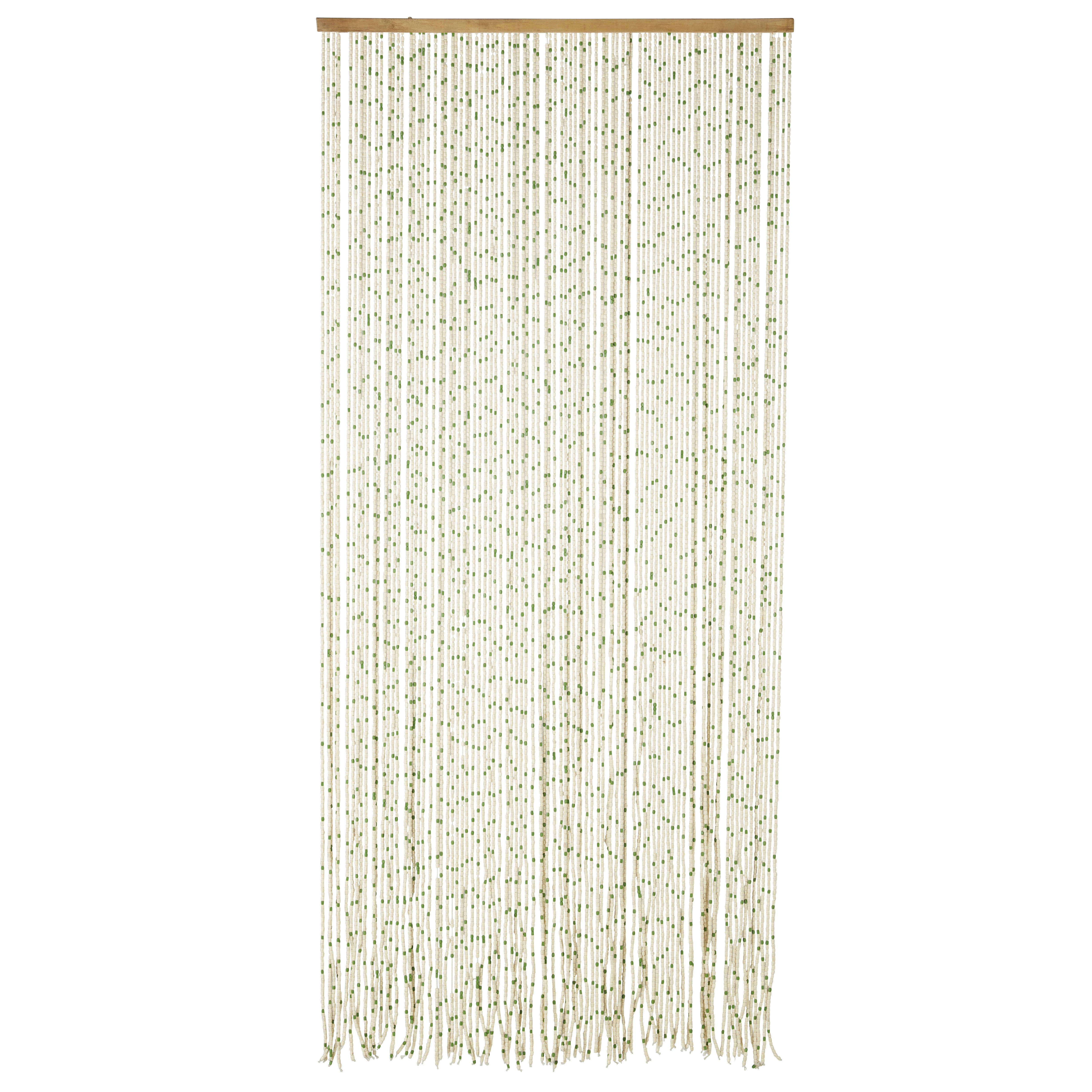 MAELYS - Rideau de porte avec perles en bois de sapin 91x200