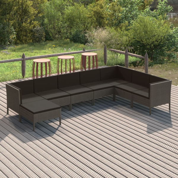 Zestaw wypoczynkowy do ogrodu Szary Technorattan 3x narożna   4x sofa