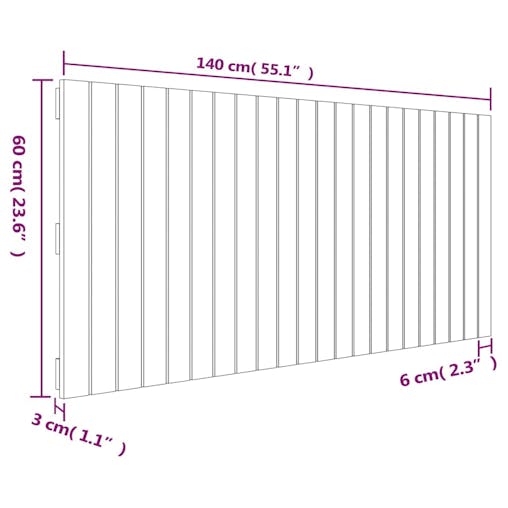 NNEVL Wall Headboard 140x3x60 cm Solid Wood Pine