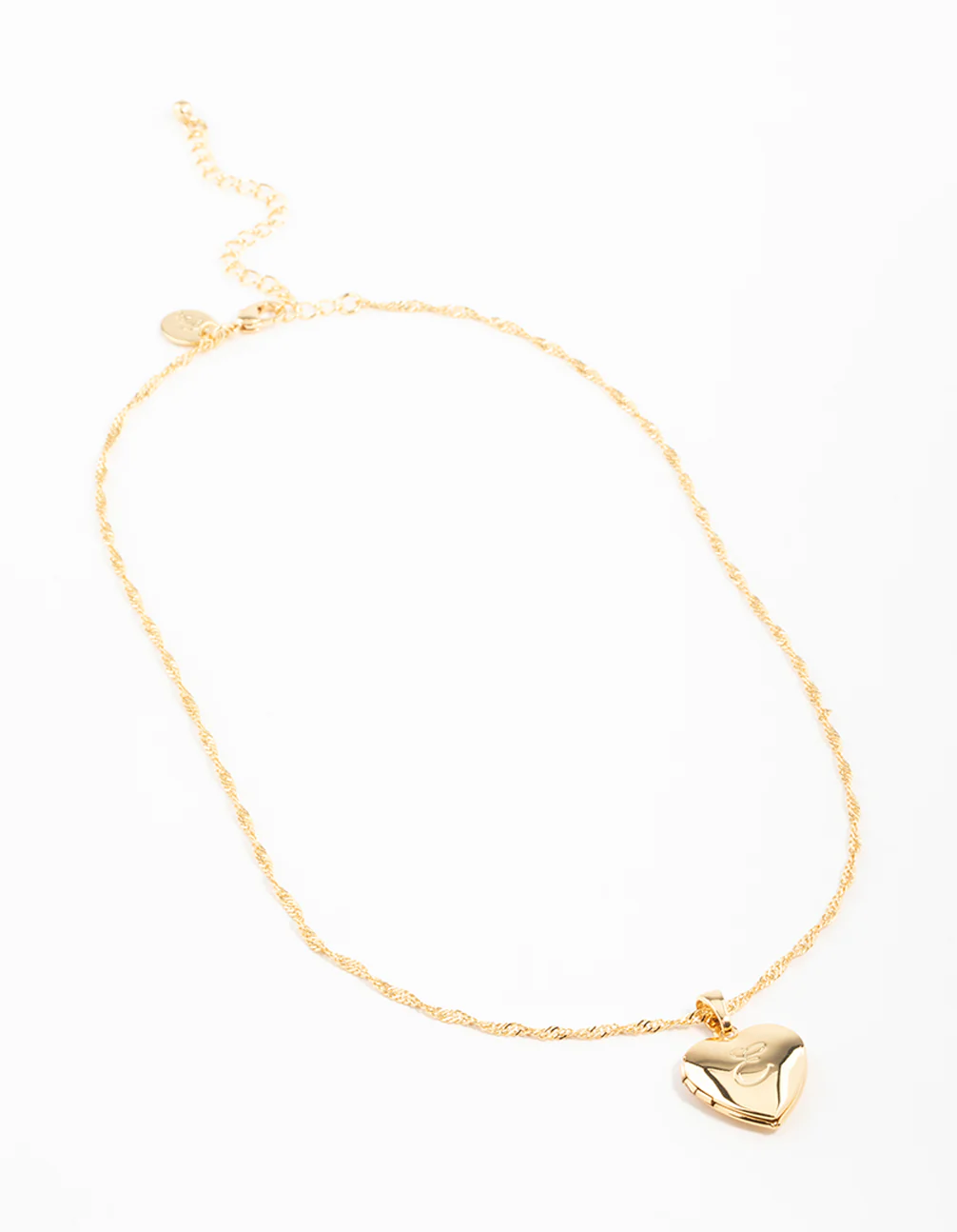 Gold Plated Heart Locket Letter  E Necklace