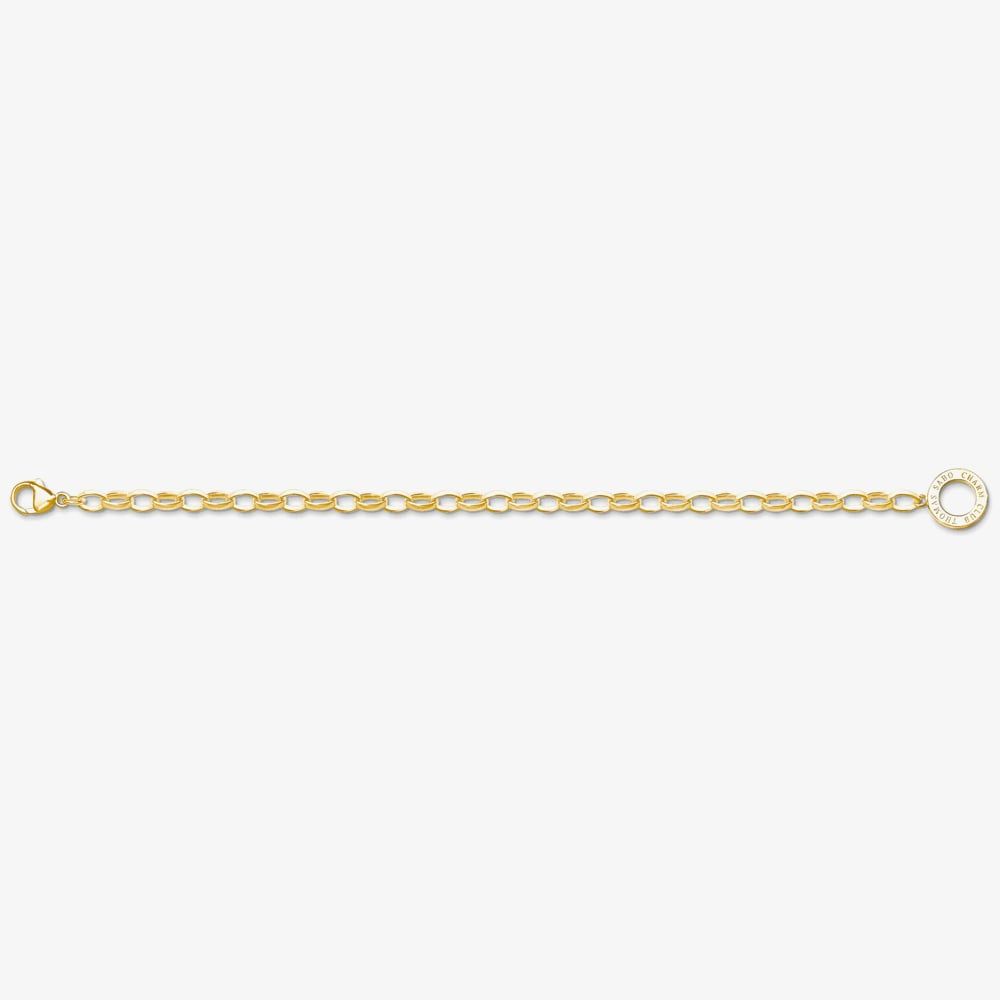 THOMAS SABO 18ct Gold Plated Oval Belcher Charm Bracelet X0031-413-39-L19,5