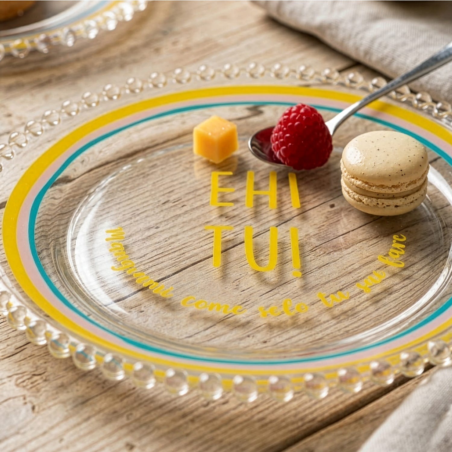 Piattino dessert vetro Ehi tu Color Bloom