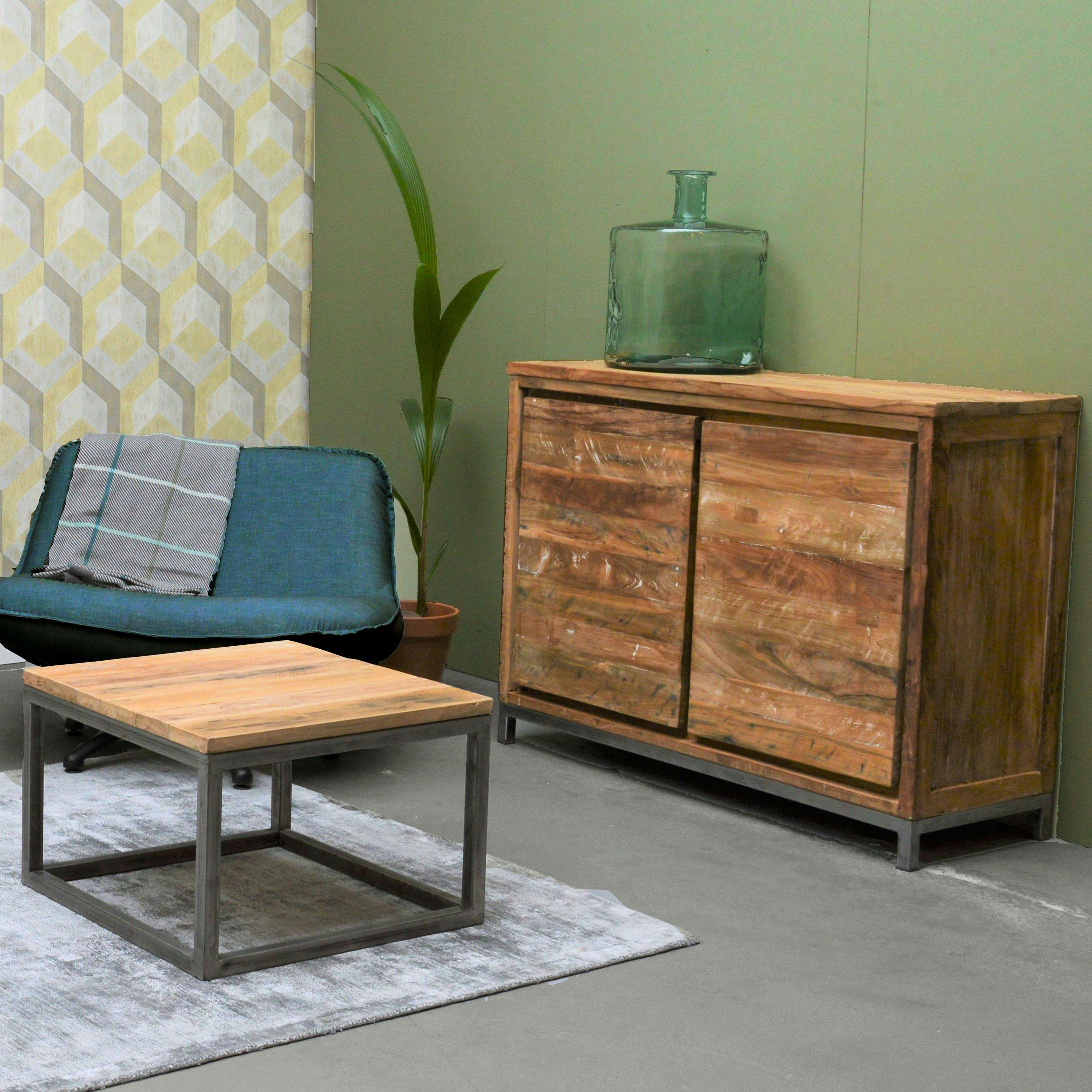 PADANG - PADANG-Buffet 2 portes en Teck massif recyclé et métal brut