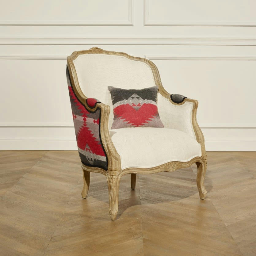 VICTOR - Fauteuil bergère lin et laine