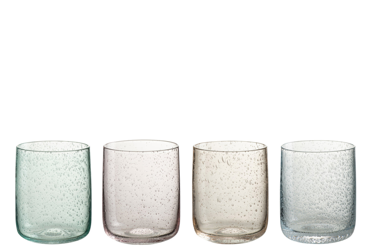 J-Line glas Yones - glas - mix - 4 stuks