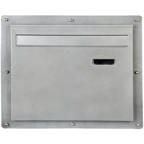 Briefkasten, Edelstahl-Kasten, pulverbesch.,silber