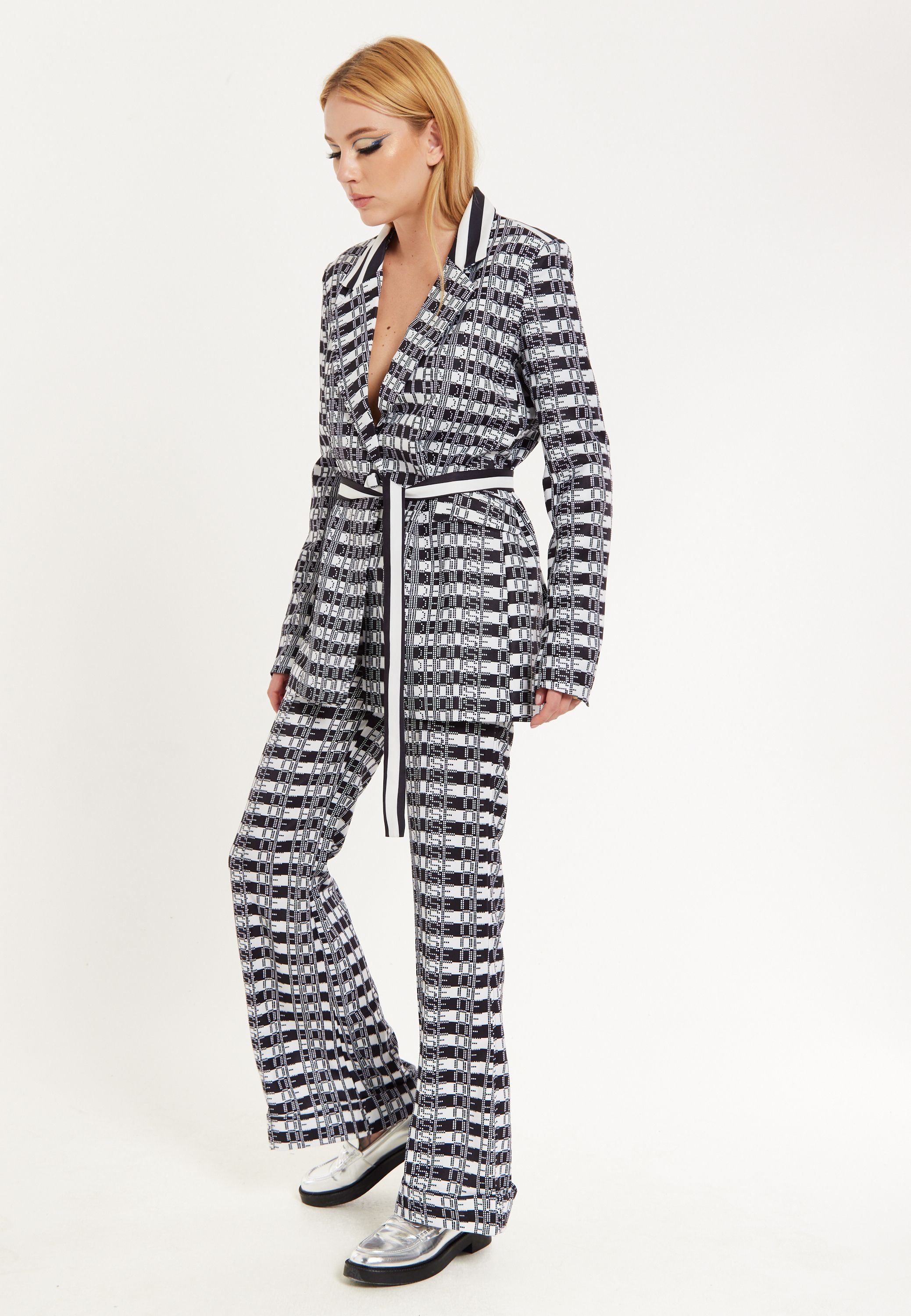 House of Holland Striped Blazer With Eye Embroidery Back
