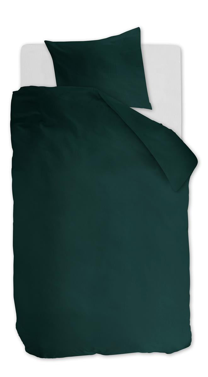 Ambiante Cotton Uni dekbedovertrek - Effen - Eenpersoons - 140x200/220 - Donker Groen