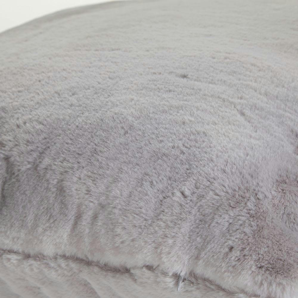 SOHO - Coussin imitation fourrure grise 60x60