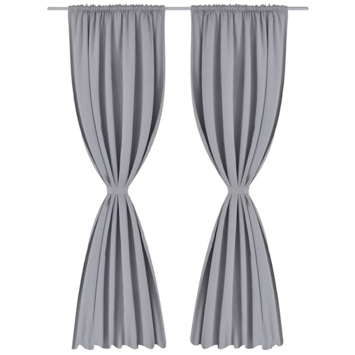 NNEVL 2 pcs Grey Slot-Headed Blackout Curtains 135 x 245 cm