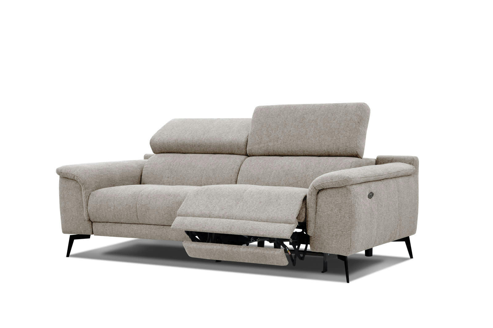 FIERO - Canapé droit 3 places XXL avec relax électrique côté droit tissu taupe