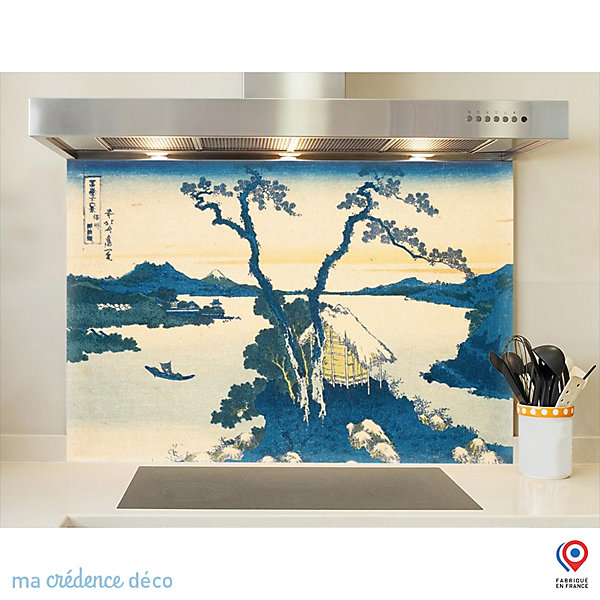 Crédence cuisine fond de hotte Katsushika Hokusai, Le lac Suwa dans la province de Shinano - Verre trempé - L 90 cm x H 70 cm