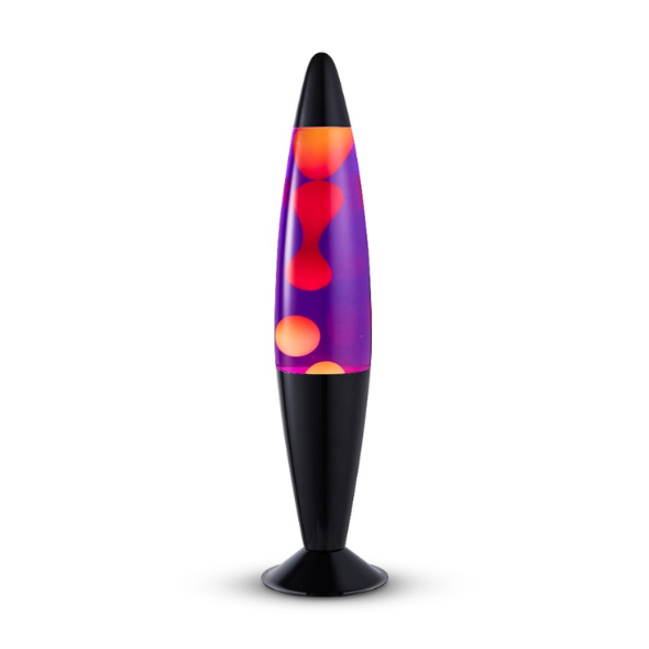 Lighto | Lavalamp zwart | paarse vloeistof met gele lava