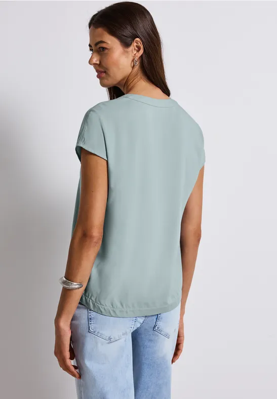 Split Neck Bluse in Unifarbe