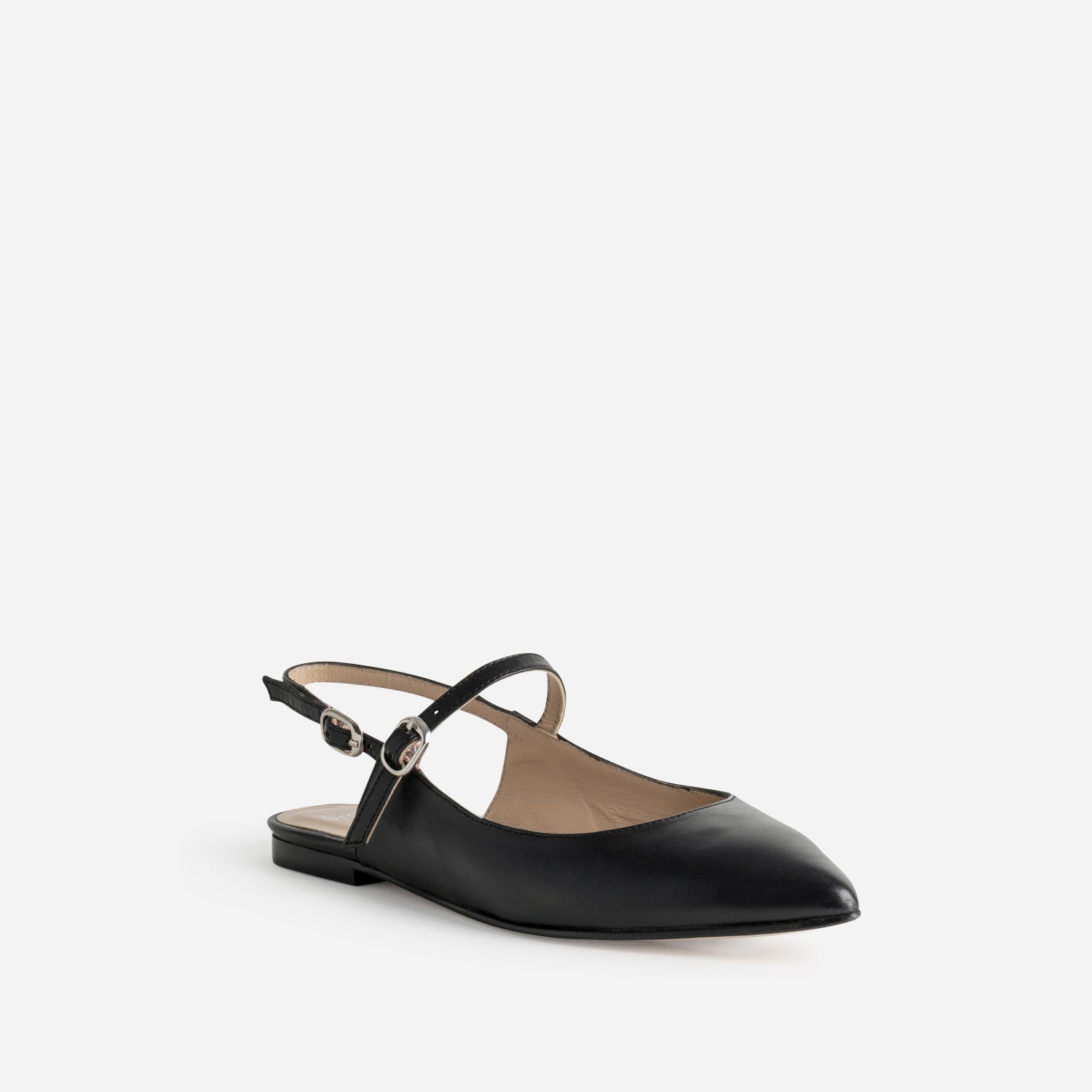 Babies slingback noire cuir bout pointu