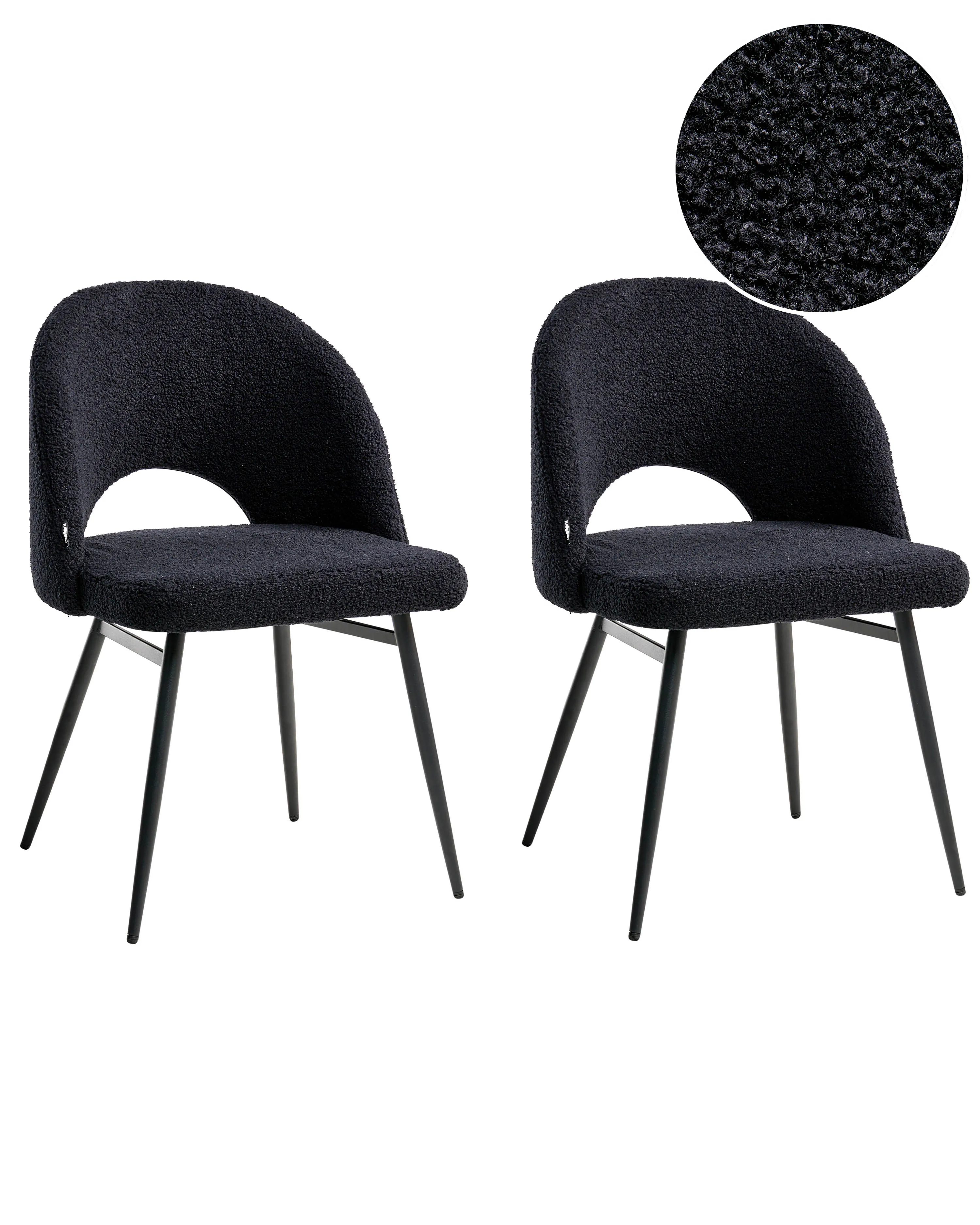 Set of 2 Dining Chairs ONAGA Boucle Black