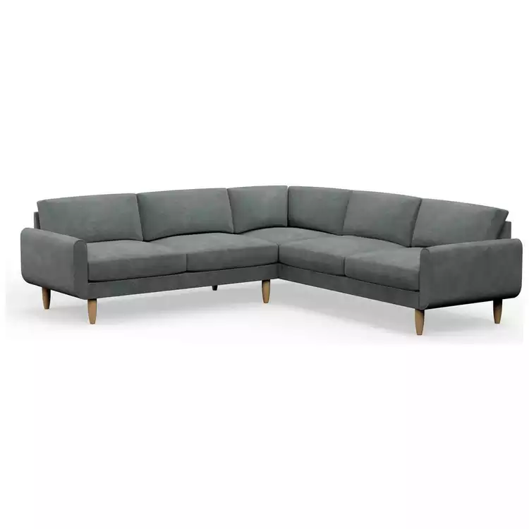 Hutch Velvet Round Arm 7 Seater Corner Sofa - Slate Grey