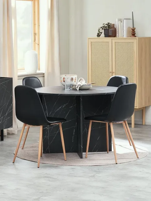 KRONDAL Ø110 bord marmor + 4 JONSTRUP stole stole/eg