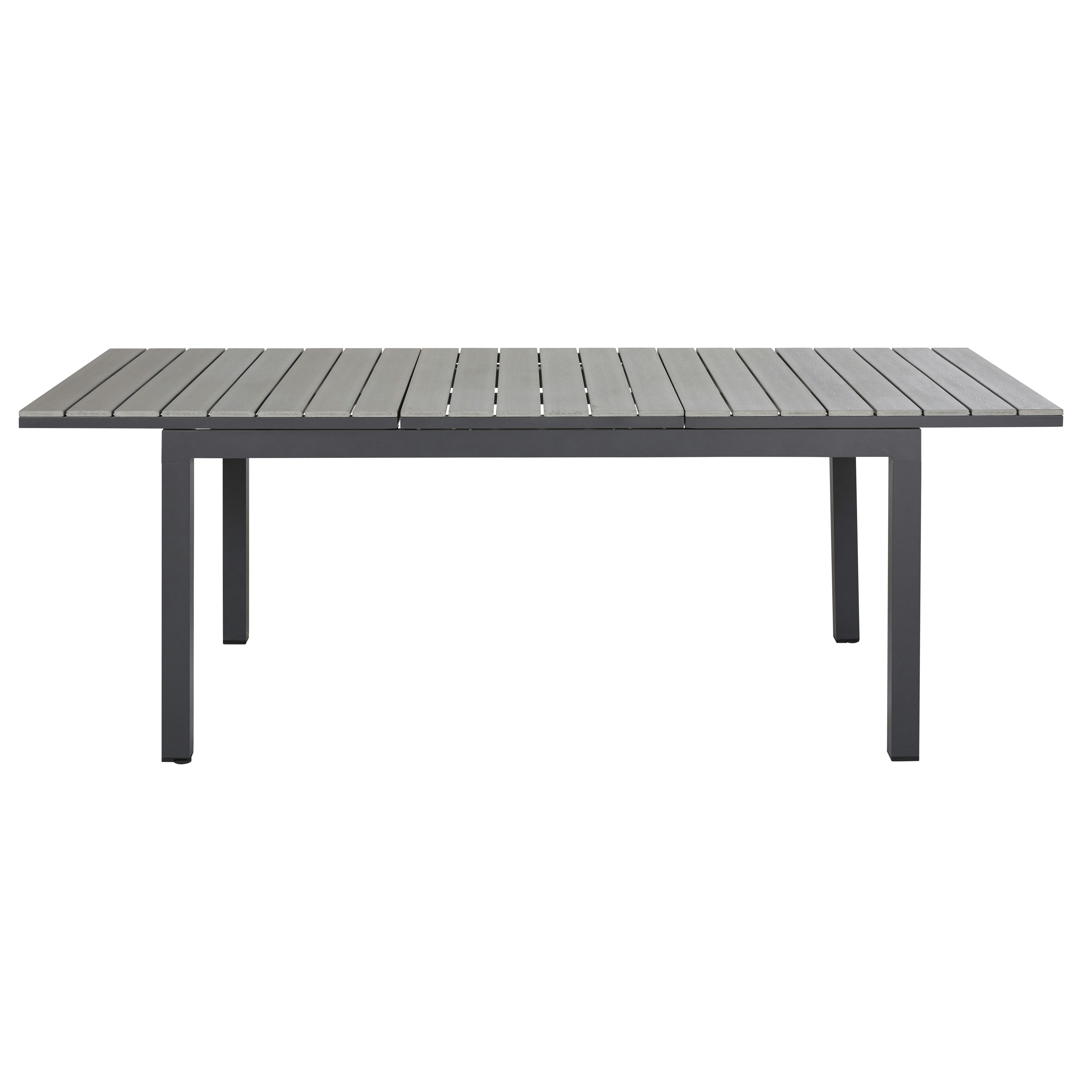 - Table de jardin extensible en aluminium imitation bois gris clair et gris anthracite 6/8 personnes