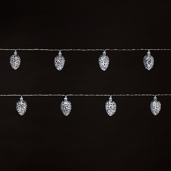 Guirlande lumineuse LED intérieure blanc froid câble transparent 2,55 m décor pomme de pin