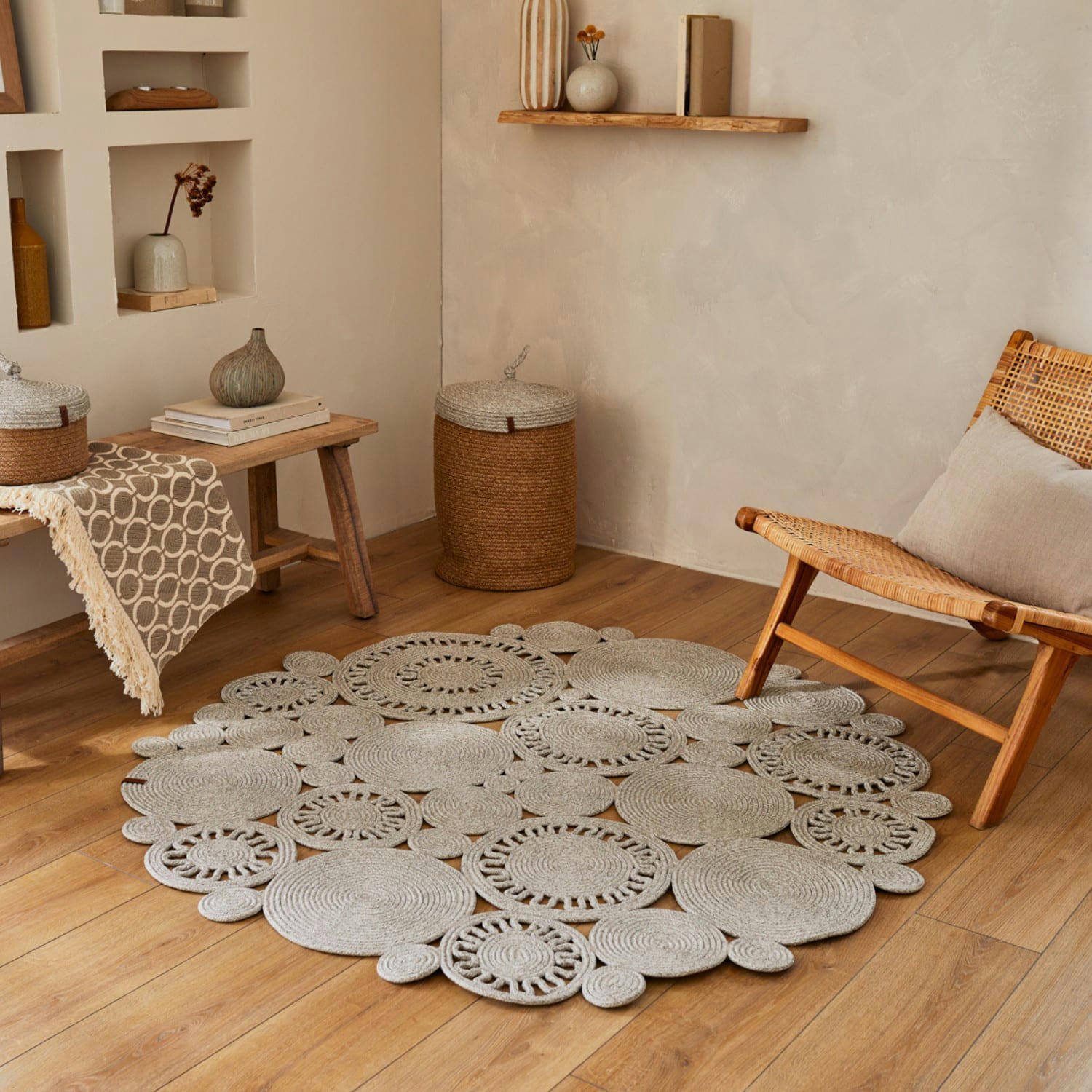 BAO - Tapis intérieur et extérieur sable 150x150cm