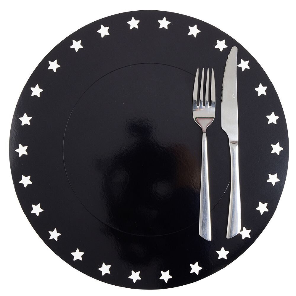 Sous assiette rebord étoile plastique noir Ø34cm x4